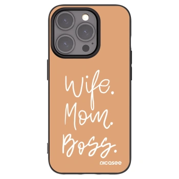 Picasee silikonowe czarne etui na Apple iPhone 15 Pro - Boss Mama