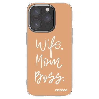 Picasee silikonowe przeźroczyste etui na Apple iPhone 15 Pro - Boss Mama