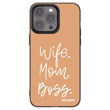 Picasee silikonowe czarne etui na Apple iPhone 15 Pro Max - Boss Mama