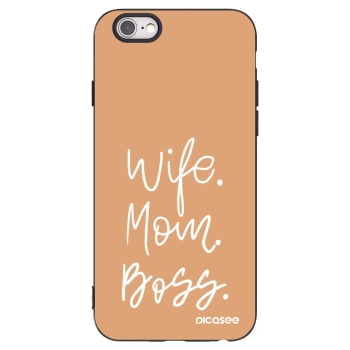 Picasee silikonowe czarne etui na Apple iPhone 6/6S - Boss Mama