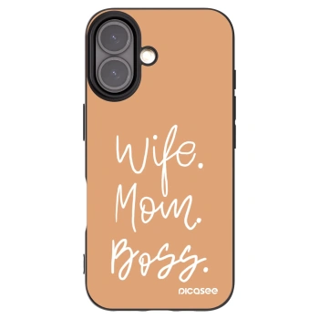 Picasee silikonowe czarne etui na Apple iPhone 16 - Boss Mama