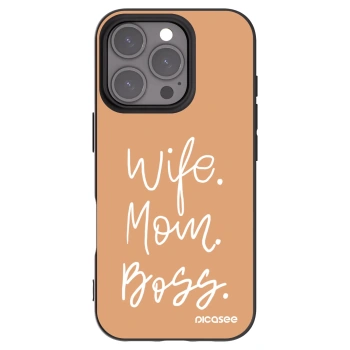 Picasee silikonowe czarne etui na Apple iPhone 16 Pro - Boss Mama