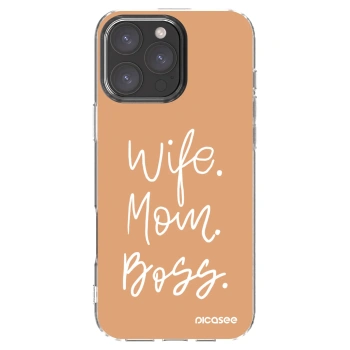 Picasee silikonowe przeźroczyste etui na Apple iPhone 16 Pro Max - Boss Mama