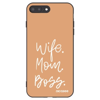Picasee silikonowe czarne etui na Apple iPhone 8 Plus - Boss Mama