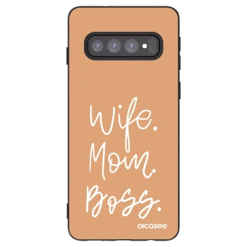 Picasee silikonowe czarne etui na Samsung Galaxy S10 G973 - Boss Mama