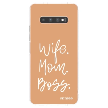 Picasee silikonowe przeźroczyste etui na Samsung Galaxy S10 Plus G975 - Boss Mama