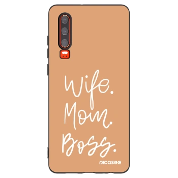 Picasee silikonowe czarne etui na Huawei P30 - Boss Mama