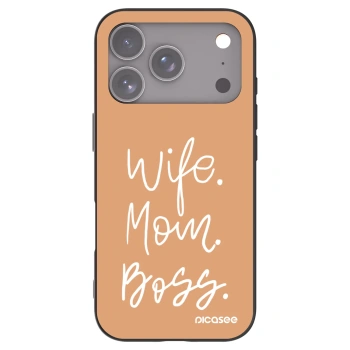 Picasee silikonowe czarne etui na Apple iPhone 17 Pro - Boss Mama