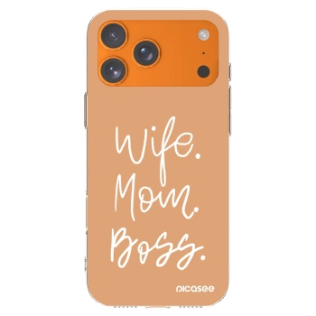 Picasee silikonowe przeźroczyste etui na Apple iPhone 17 Pro Max - Boss Mama