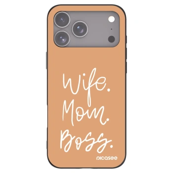 Picasee silikonowe czarne etui na Apple iPhone 17 Pro Max - Boss Mama