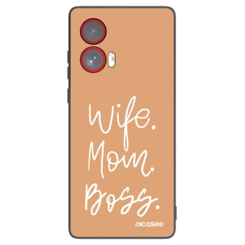 Picasee silikonowe czarne etui na Motorola Edge 50 Fusion - Boss Mama