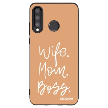 Picasee silikonowe czarne etui na Huawei P30 Lite - Boss Mama