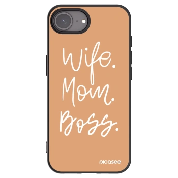 Picasee silikonowe czarne etui na Apple iPhone 17e - Boss Mama