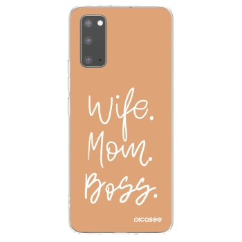 Picasee silikonowe przeźroczyste etui na Samsung Galaxy S20 G980F - Boss Mama