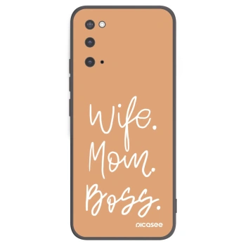 Picasee silikonowe czarne etui na Samsung Galaxy S20 G980F - Boss Mama