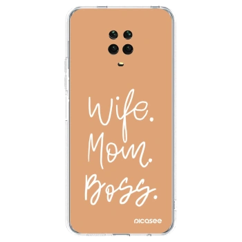 Picasee silikonowe przeźroczyste etui na Xiaomi Redmi Note 9 Pro - Boss Mama