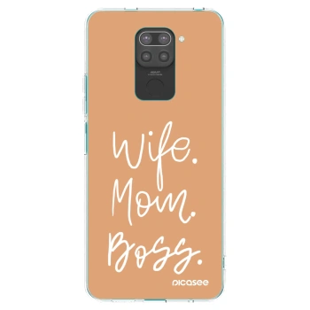 Picasee silikonowe czarne etui na Xiaomi Redmi Note 9 - Boss Mama