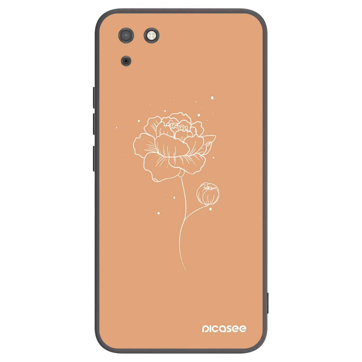 Picasee silikonowe czarne etui na Huawei Y5P - Peonies