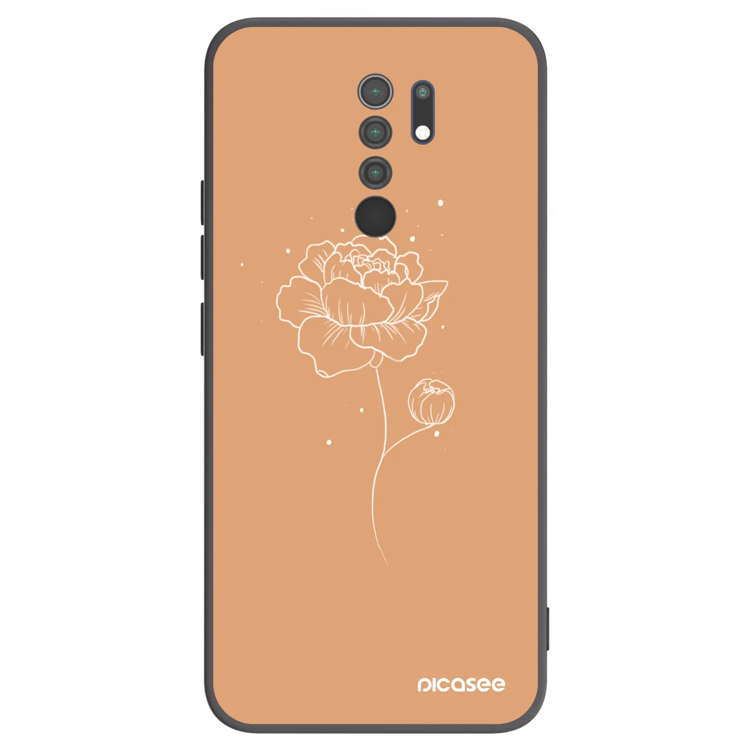 Picasee silikonowe czarne etui na Xiaomi Redmi 9 - Peonies