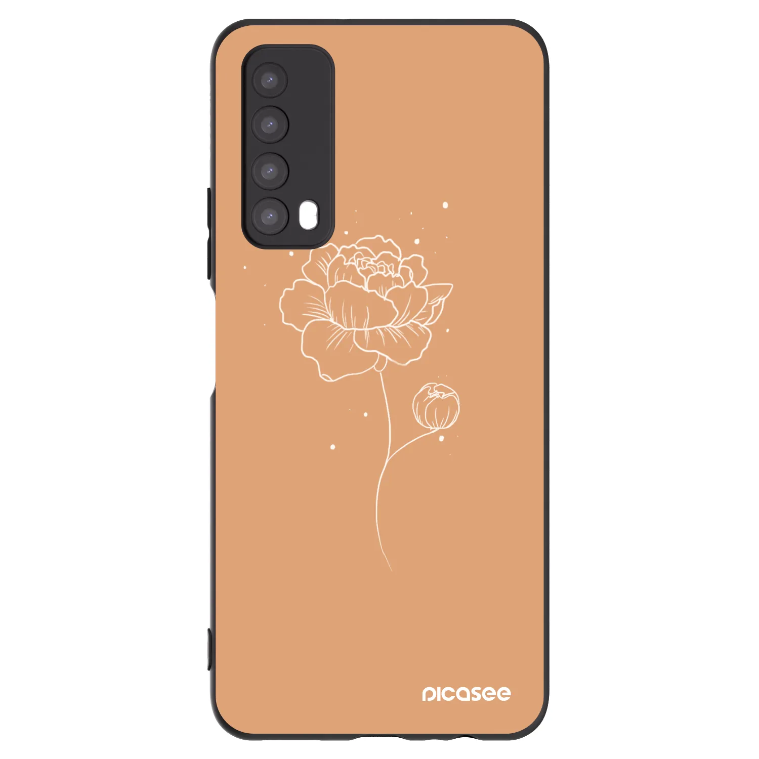 Picasee silikonowe czarne etui na Huawei P Smart 2021 - Peonies