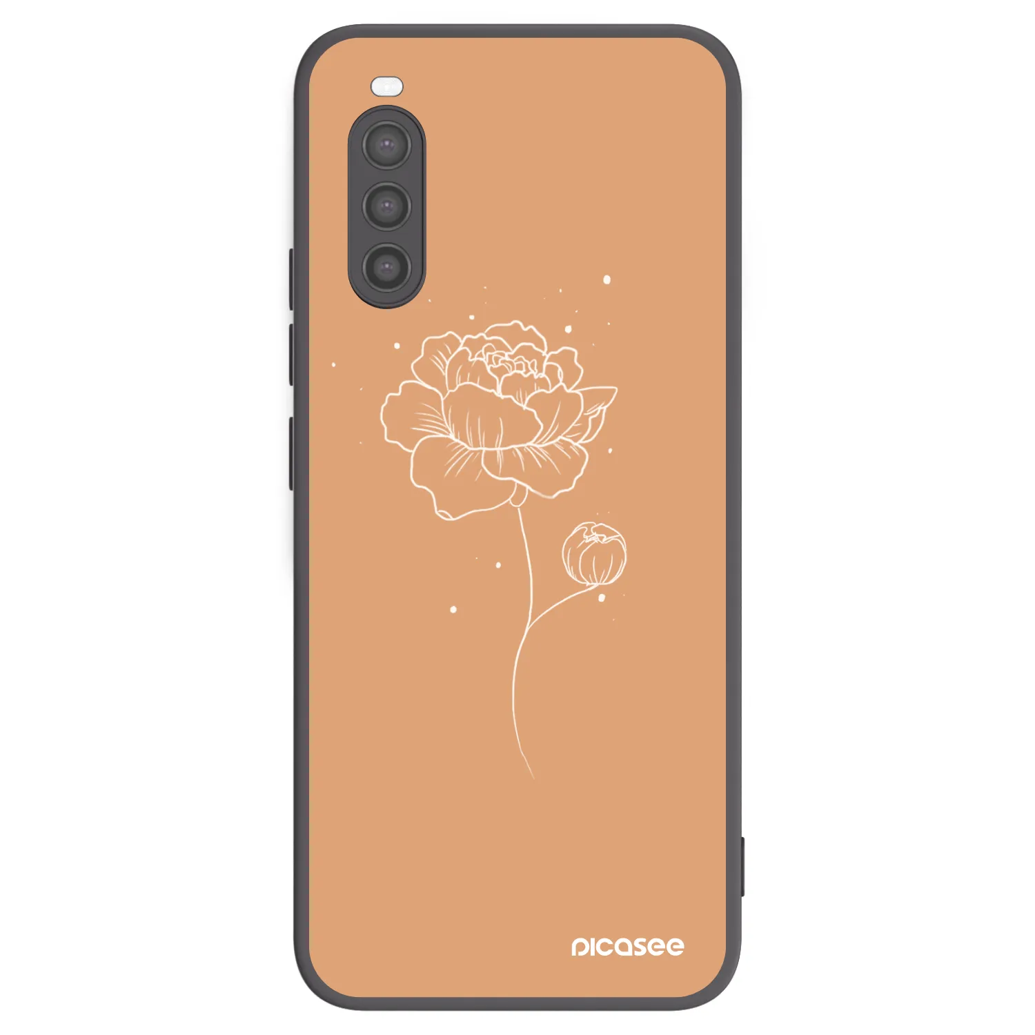 Picasee silikonowe czarne etui na Sony Xperia 10 II - Peonies