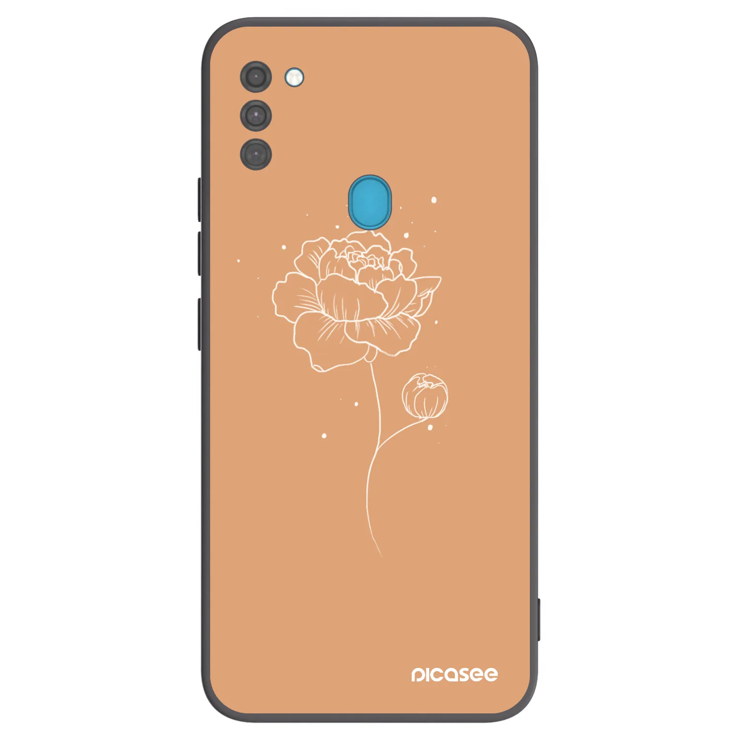 Picasee silikonowe czarne etui na Samsung Galaxy M11 - Peonies