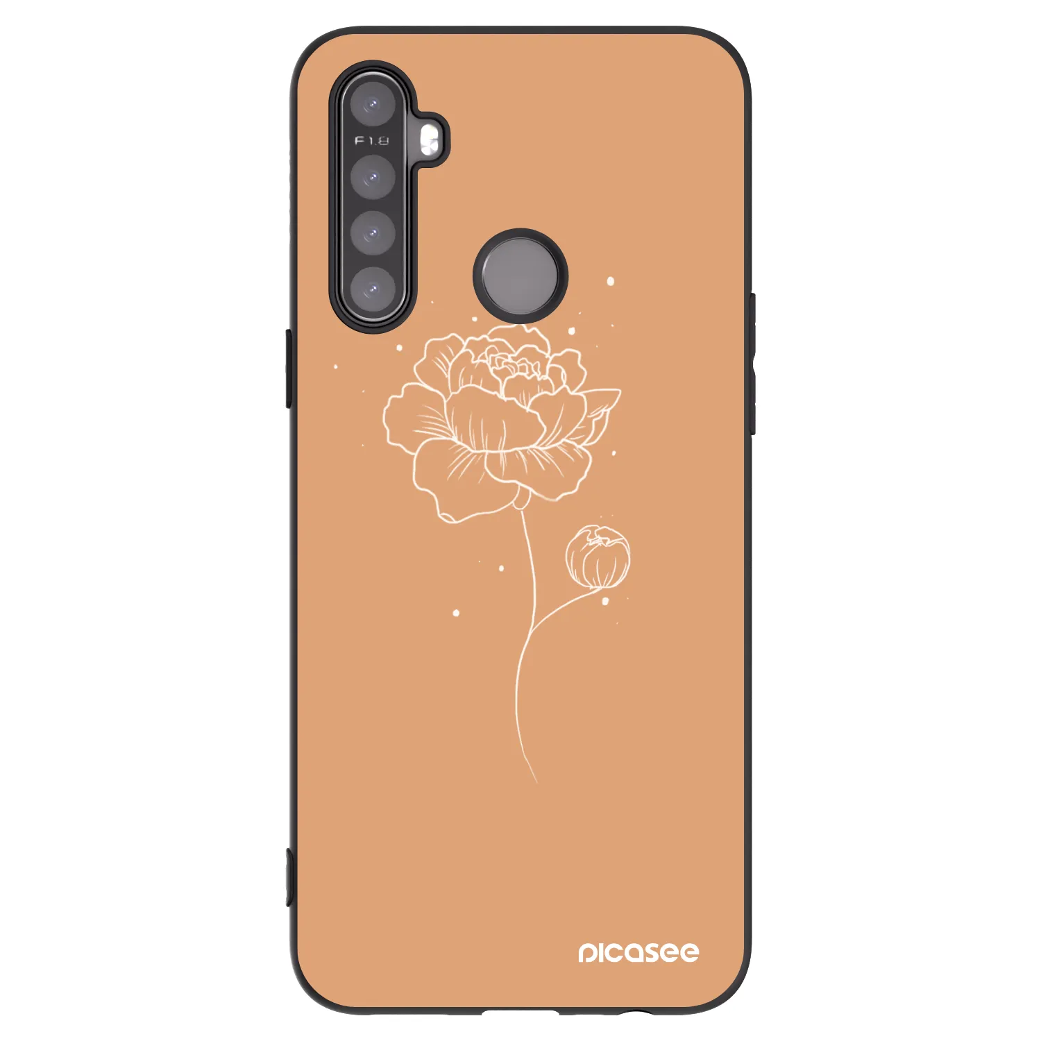 Picasee silikonowe czarne etui na Realme 6i - Peonies