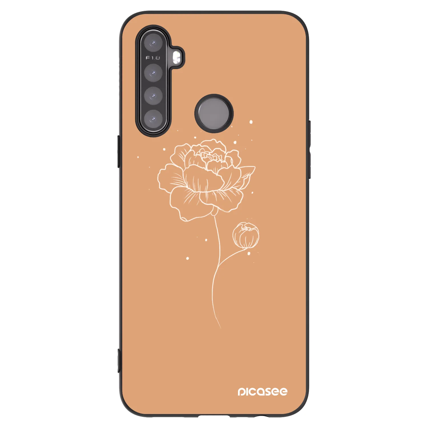 Picasee silikonowe czarne etui na Realme 5 - Peonies