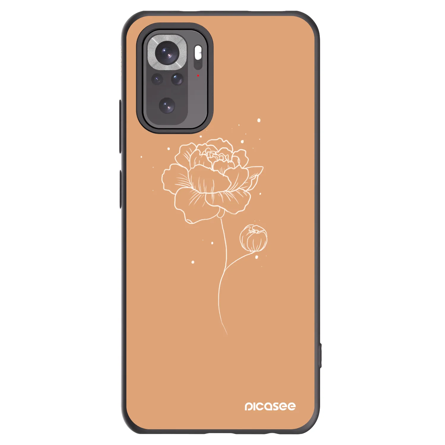 Picasee silikonowe czarne etui na Xiaomi Redmi Note 10 - Peonies