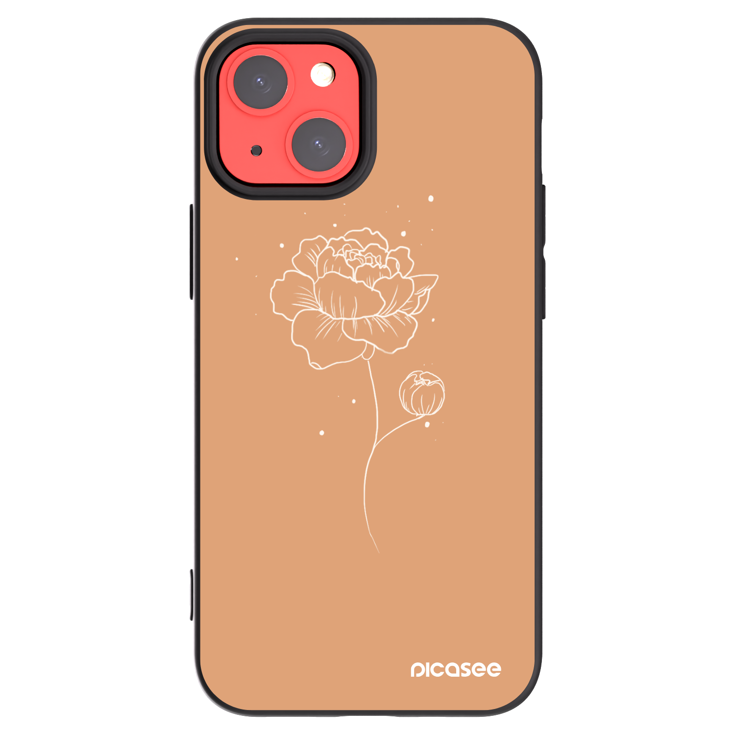 Picasee silikonowe czarne etui na Apple iPhone 13 mini - Peonies
