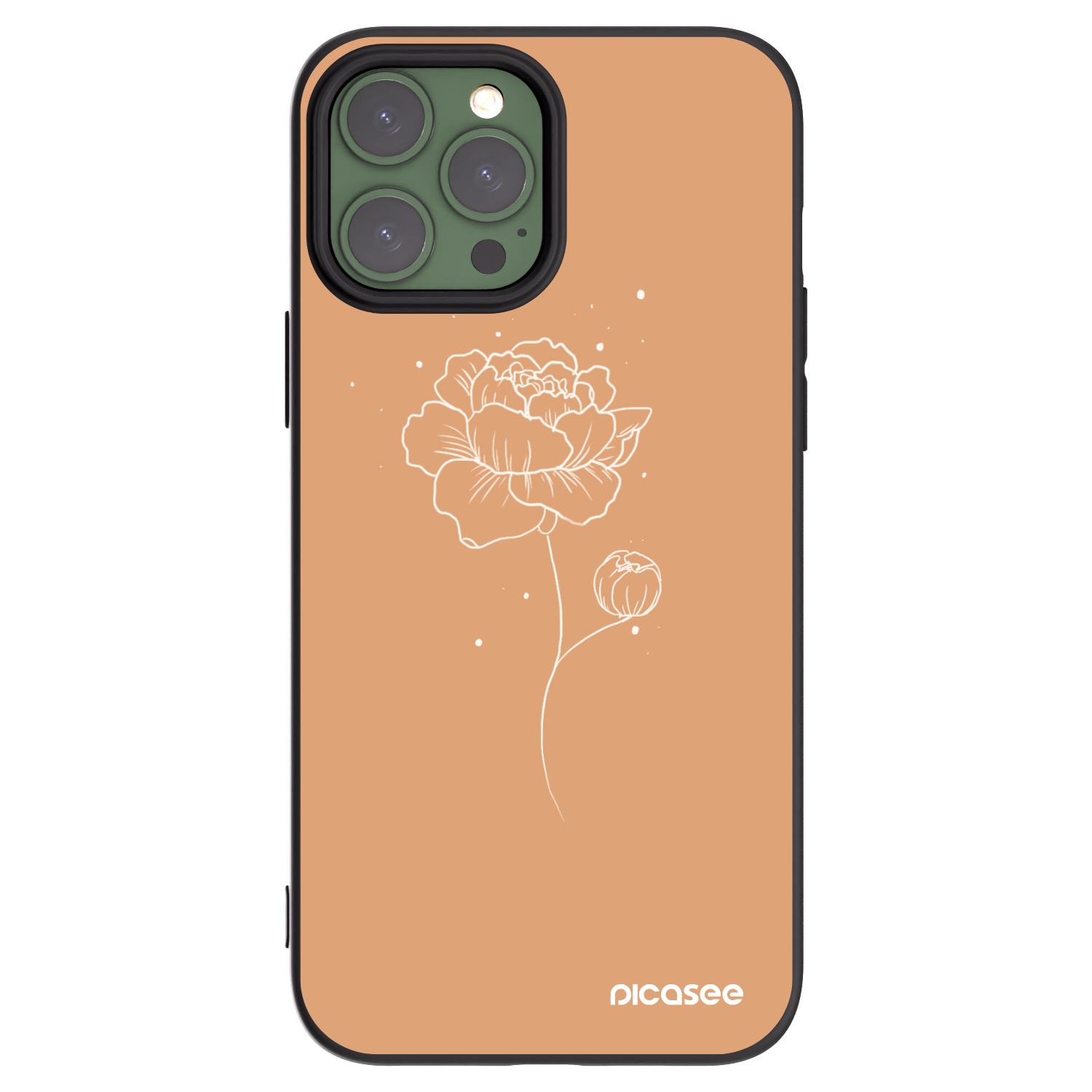 Picasee silikonowe czarne etui na Apple iPhone 13 Pro Max - Peonies