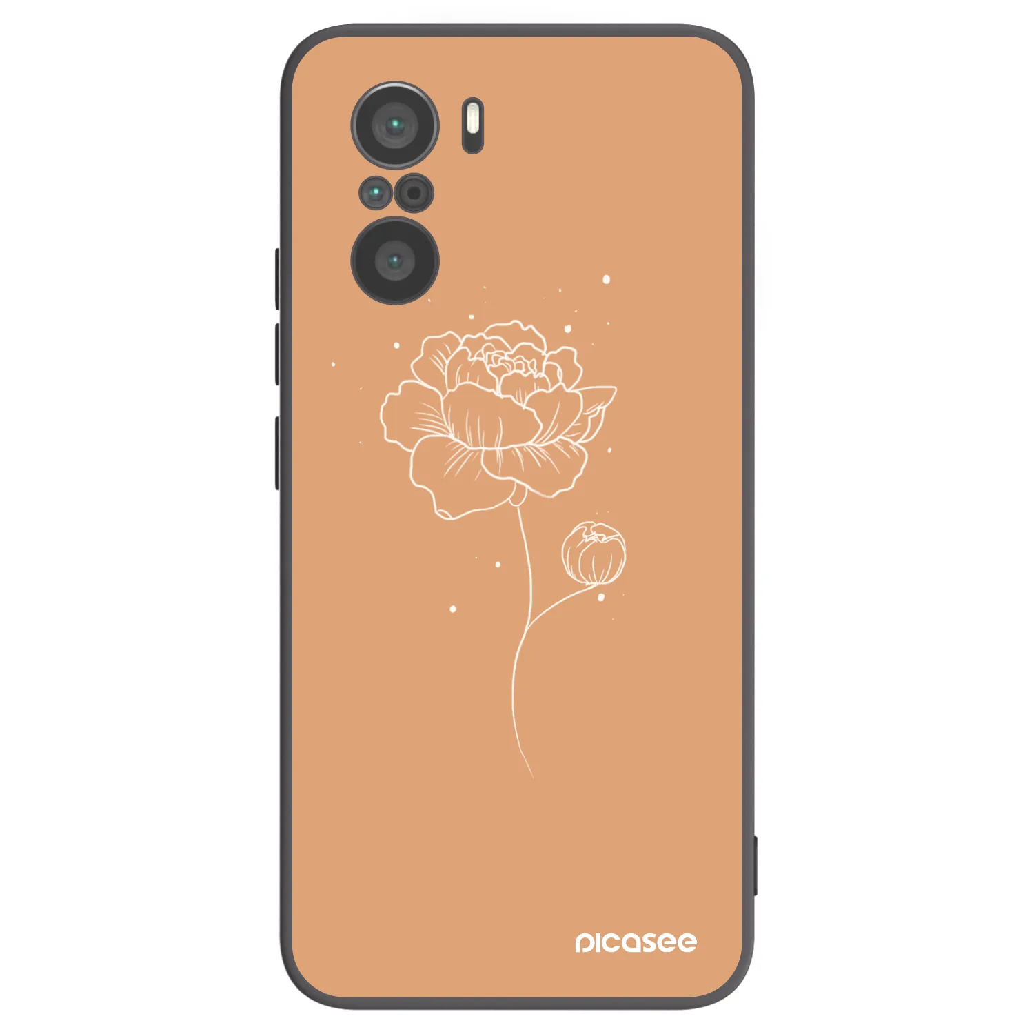 Picasee silikonowe czarne etui na Xiaomi Poco F3 - Peonies