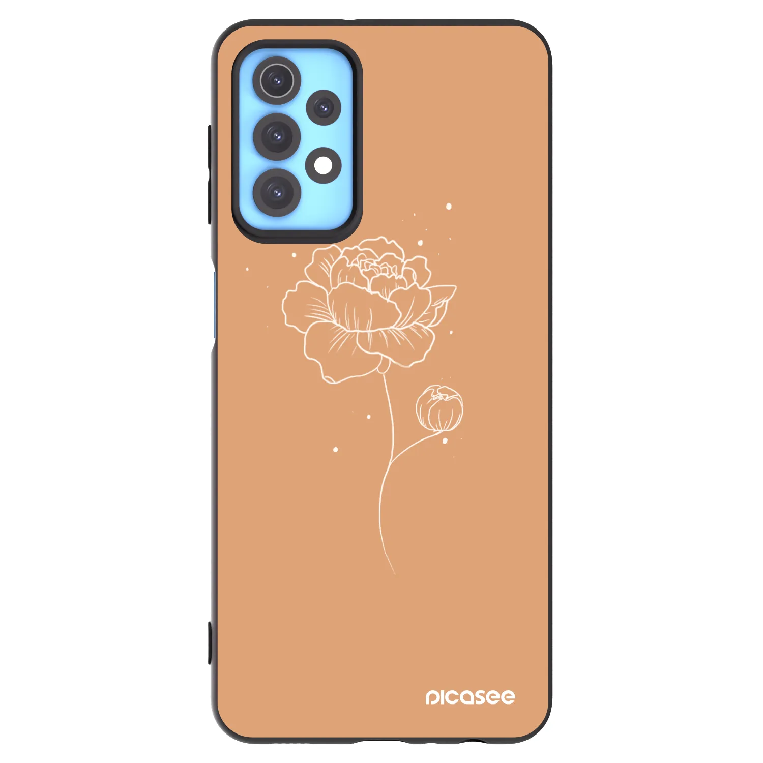 Picasee silikonowe czarne etui na Samsung Galaxy A32 4G SM-A325F - Peonies