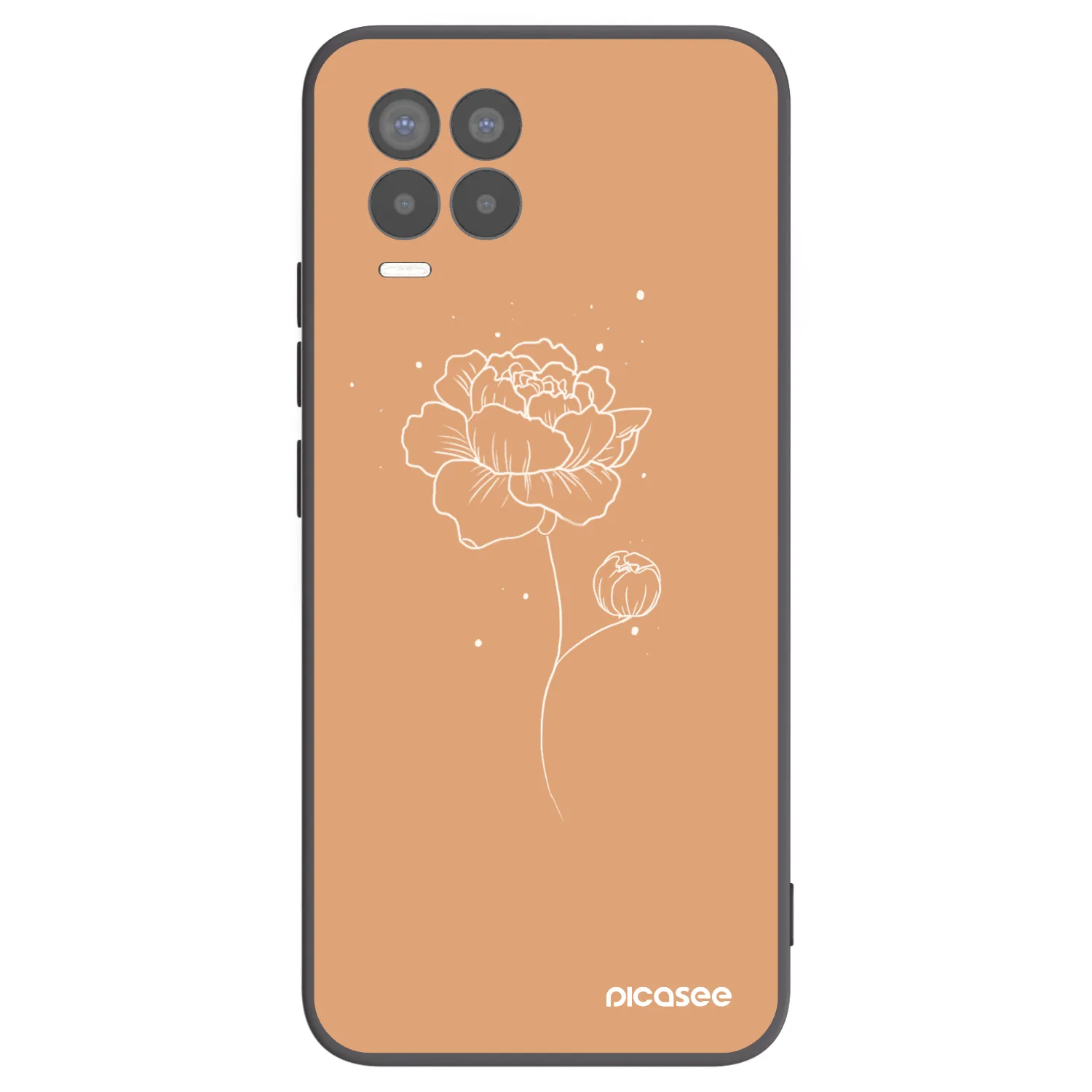 Picasee silikonowe czarne etui na Realme 8 4G - Peonies