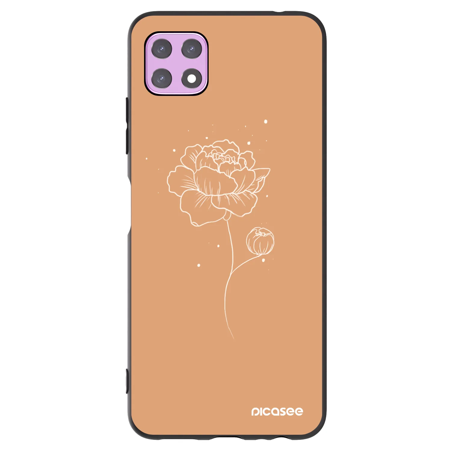 Picasee silikonowe czarne etui na Samsung Galaxy A22 A226B 5G - Peonies
