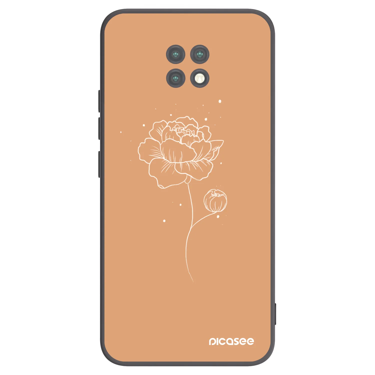 Picasee silikonowe czarne etui na Xiaomi Redmi Note 9T - Peonies