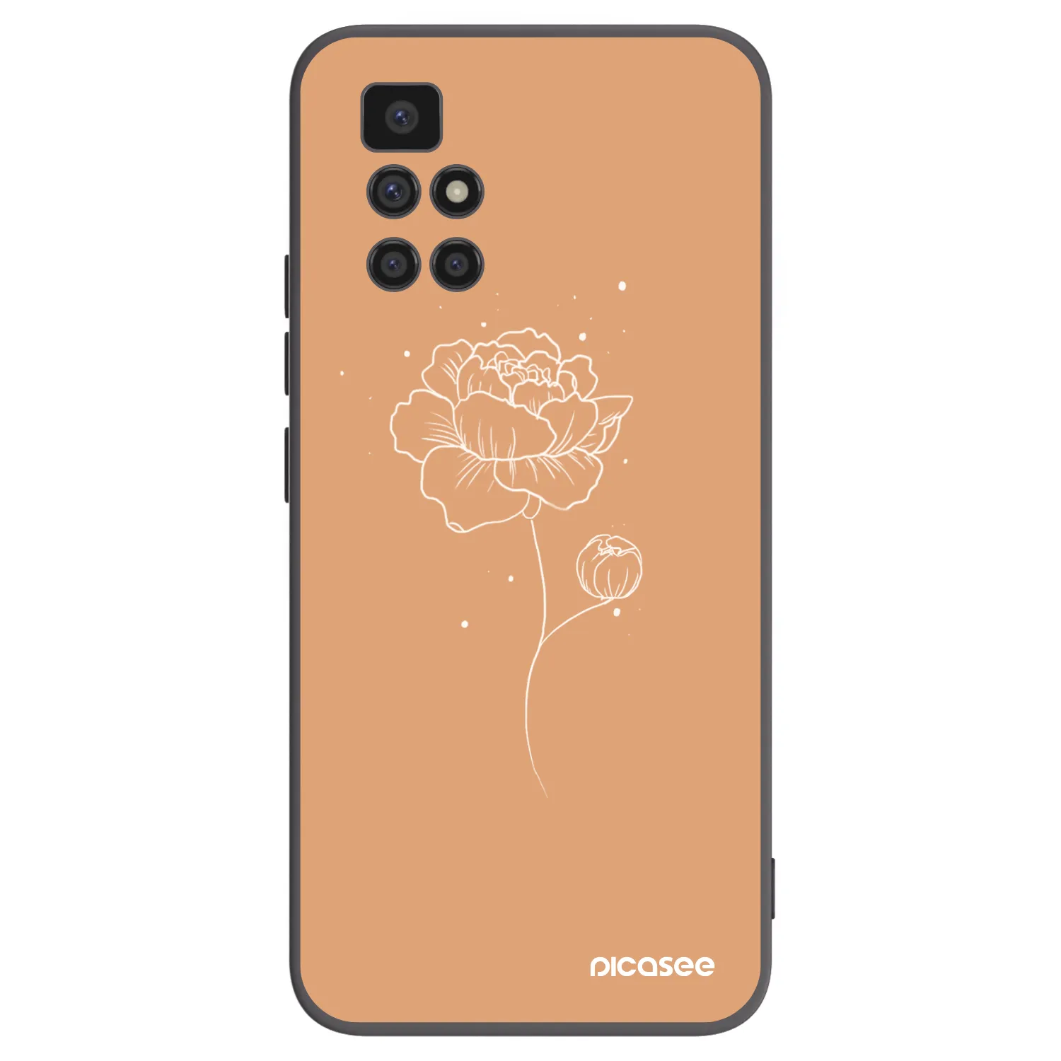 Picasee silikonowe czarne etui na Xiaomi Redmi 10 - Peonies