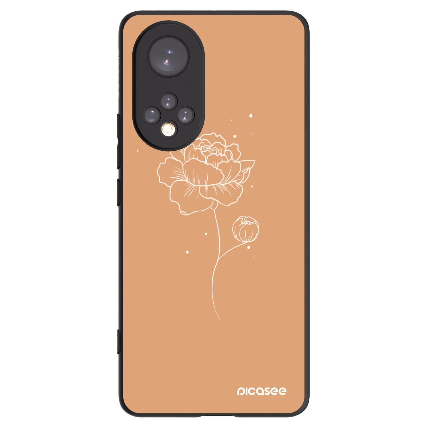 Picasee silikonowe czarne etui na Huawei Nova 9 - Peonies