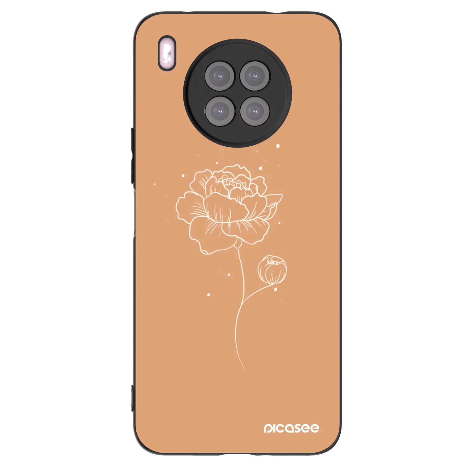 Picasee silikonowe czarne etui na Huawei Nova 8i - Peonies