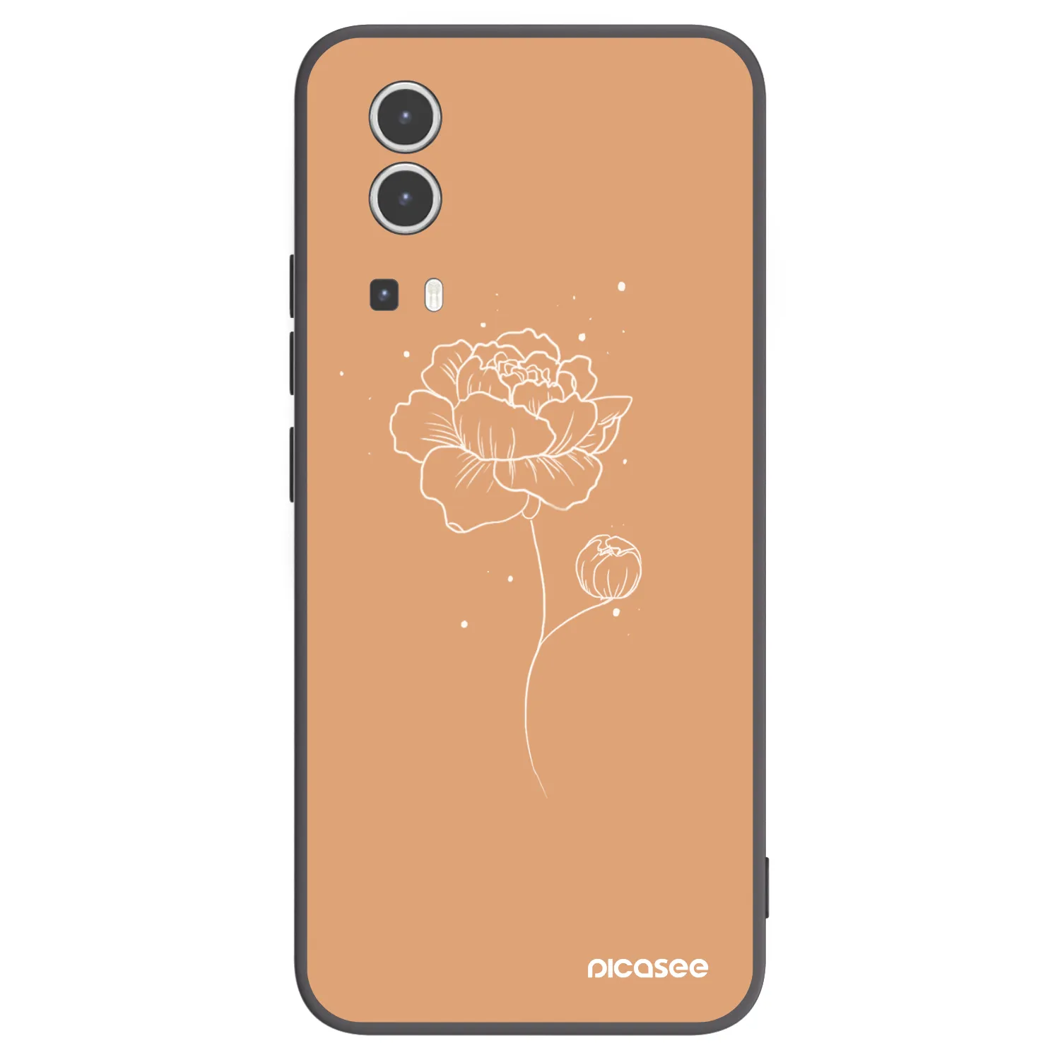 Picasee silikonowe czarne etui na Vivo Y72 5G - Peonies