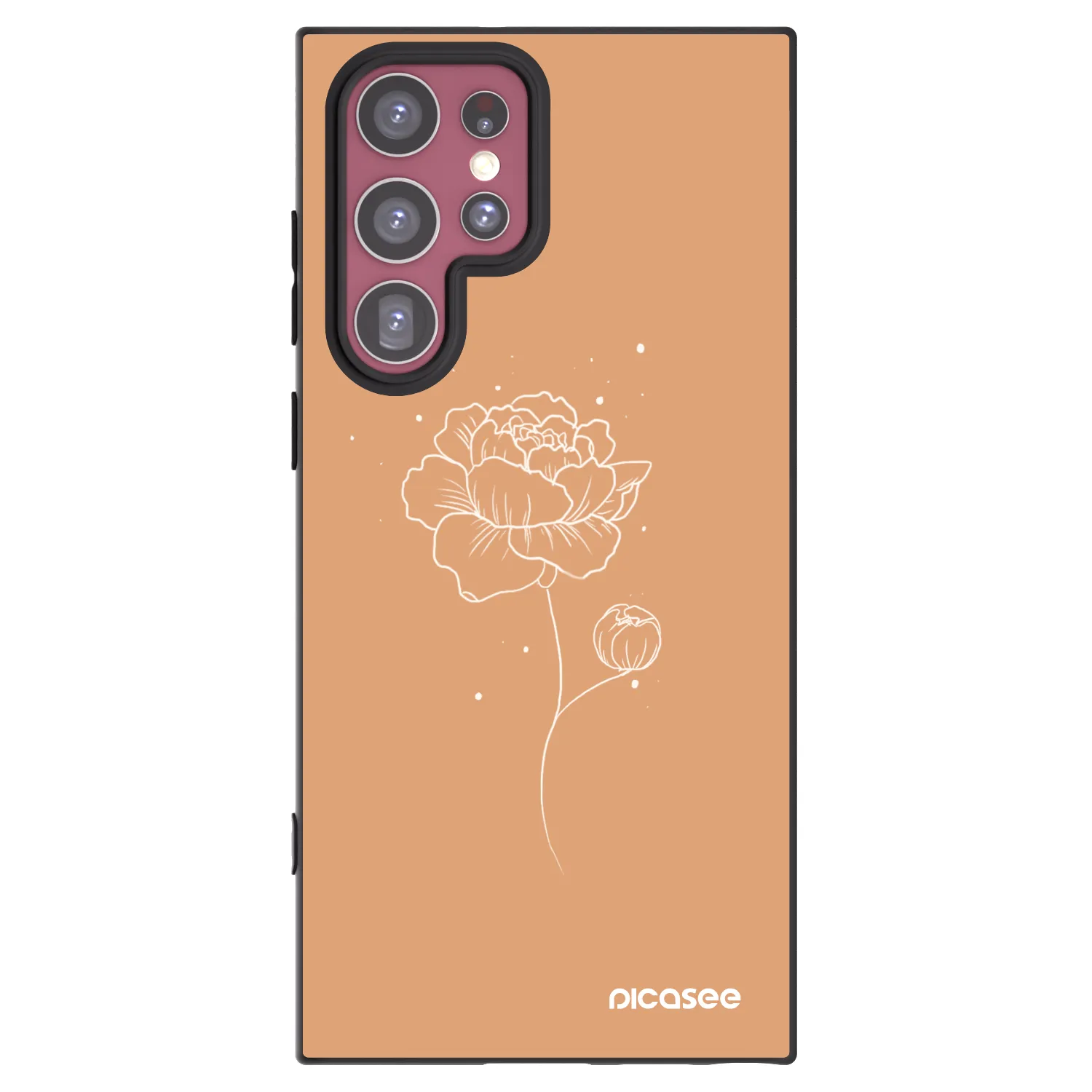 Picasee silikonowe czarne etui na Samsung Galaxy S22 Ultra 5G - Peonies