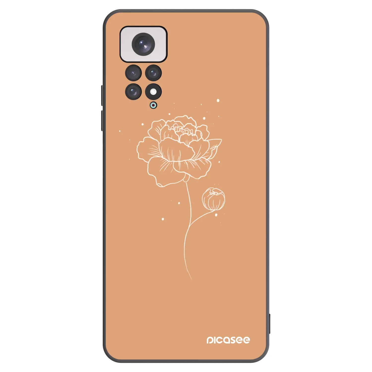 Picasee silikonowe czarne etui na Xiaomi Redmi Note 11 - Peonies
