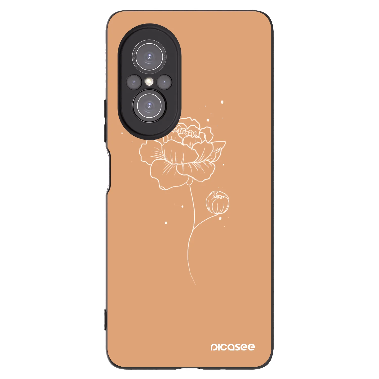 Picasee silikonowe czarne etui na Huawei Nova 9 SE - Peonies
