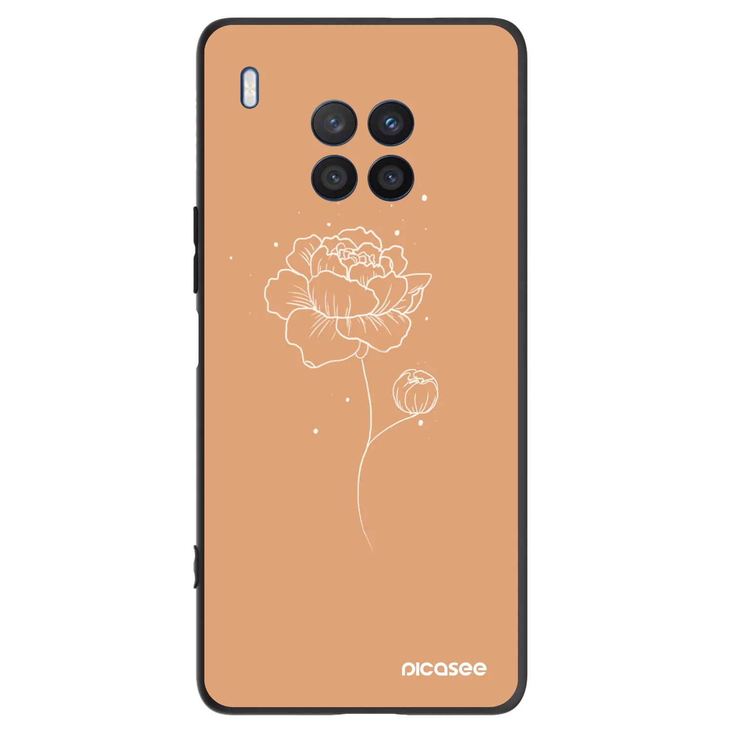 Picasee silikonowe czarne etui na Honor 50 Lite - Peonies