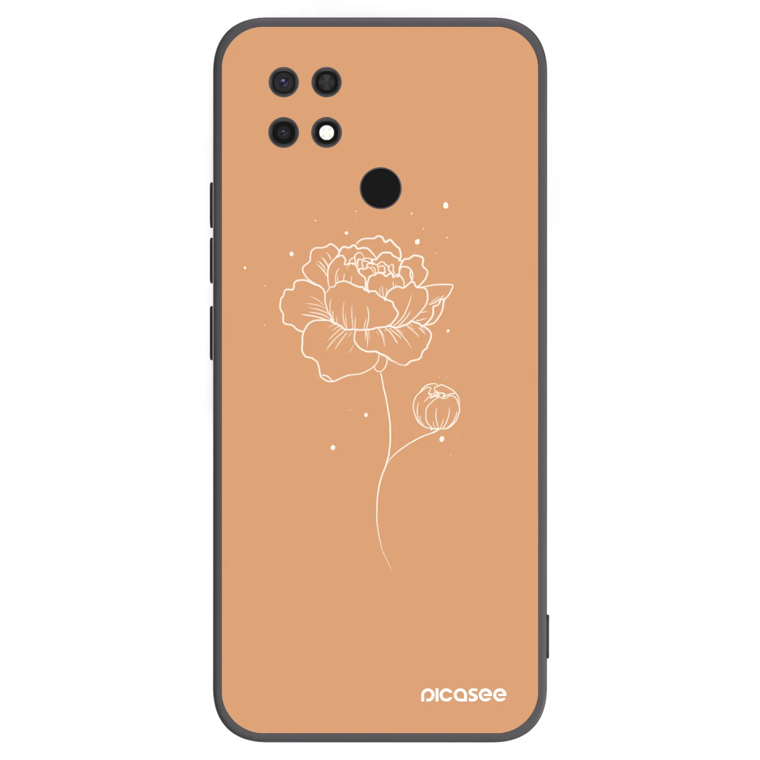 Picasee silikonowe czarne etui na Xiaomi Redmi 10C - Peonies