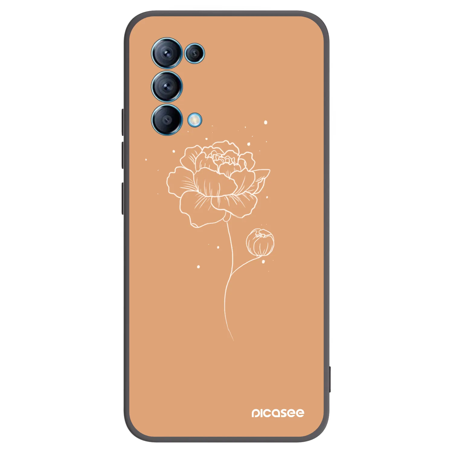 Picasee silikonowe czarne etui na OPPO Reno 5 5G - Peonies
