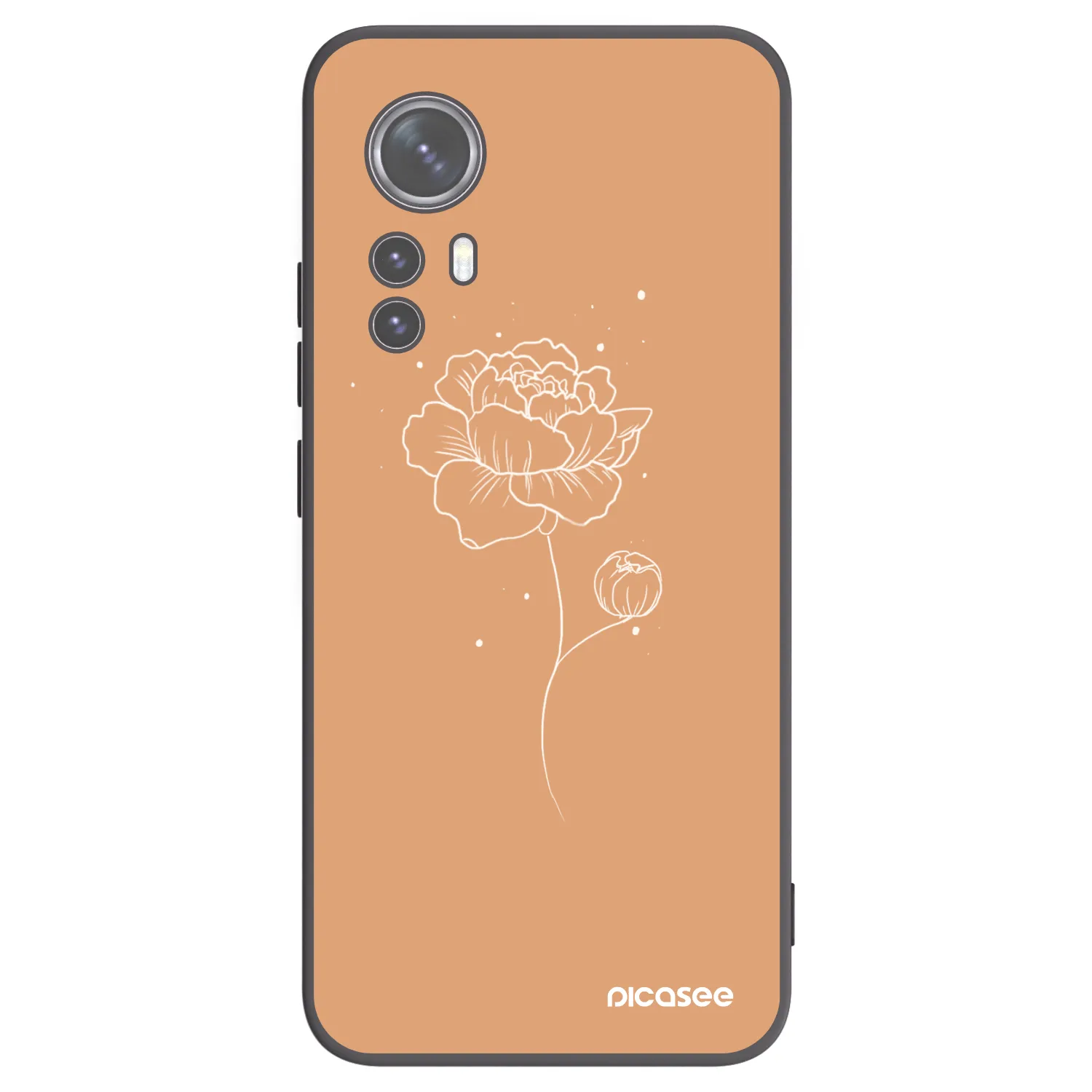 Picasee silikonowe czarne etui na Xiaomi 12X - Peonies