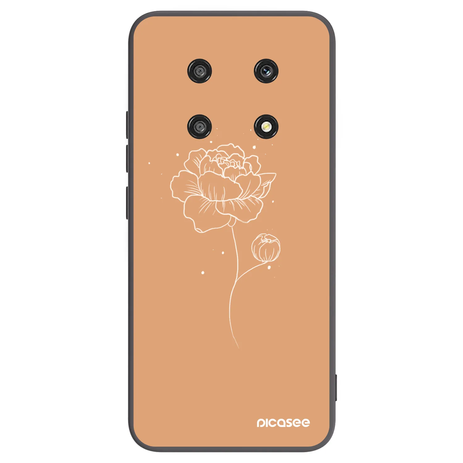 Picasee silikonowe czarne etui na Honor Magic4 Lite 5G - Peonies