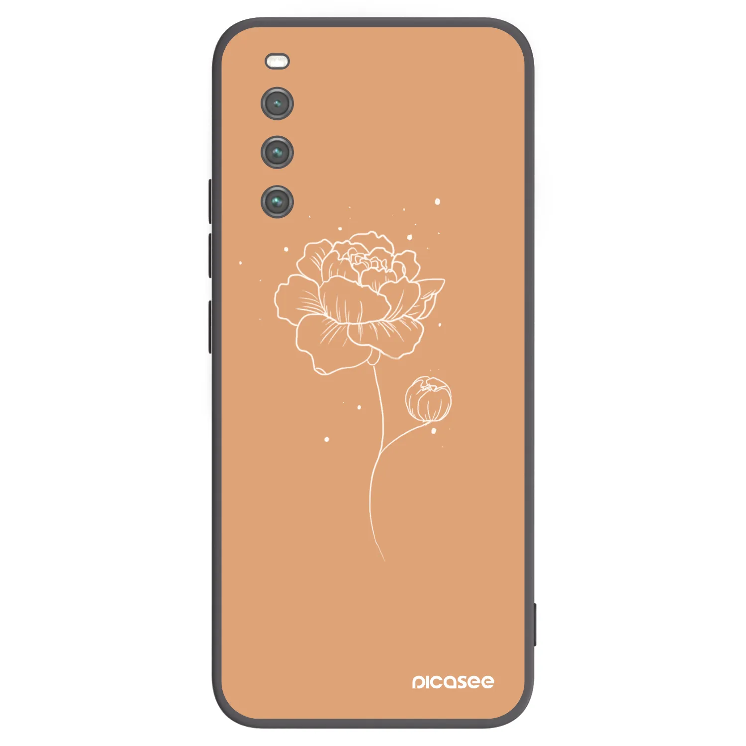 Picasee silikonowe czarne etui na Sony Xperia 10 IV 5G - Peonies