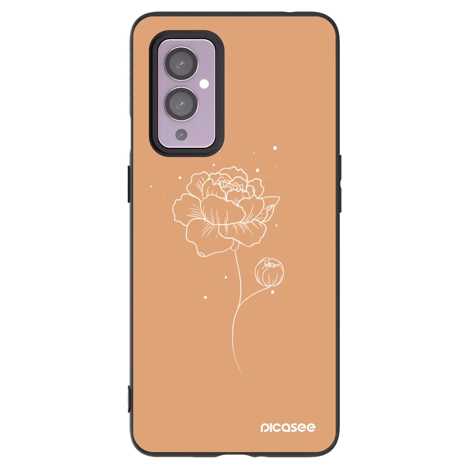 Picasee silikonowe czarne etui na OnePlus 9 - Peonies